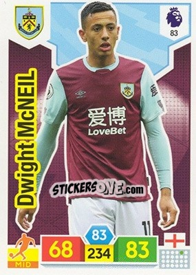 Sticker Dwight McNeil - English Premier League 2019-2020. Adrenalyn XL n. 83 - Panini