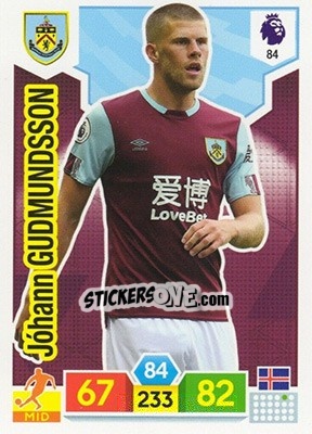 Sticker Jóhann Berg Gudmundsson - English Premier League 2019-2020. Adrenalyn XL n. 84 - Panini