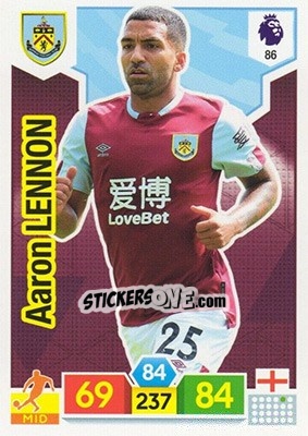 Sticker Aaron Lennon - English Premier League 2019-2020. Adrenalyn XL n. 86 - Panini