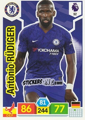 Sticker Antonio Rüdiger - English Premier League 2019-2020. Adrenalyn XL n. 92 - Panini