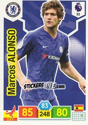 Sticker Marcos Alonso - English Premier League 2019-2020. Adrenalyn XL n. 93 - Panini