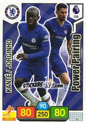 Sticker N'Golo Kanté / Jorginho - English Premier League 2019-2020. Adrenalyn XL n. 108 - Panini