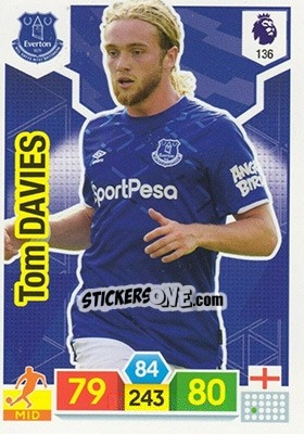 Sticker Tom Davies - English Premier League 2019-2020. Adrenalyn XL n. 136 - Panini