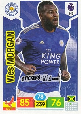 Sticker Wes Morgan - English Premier League 2019-2020. Adrenalyn XL n. 146 - Panini