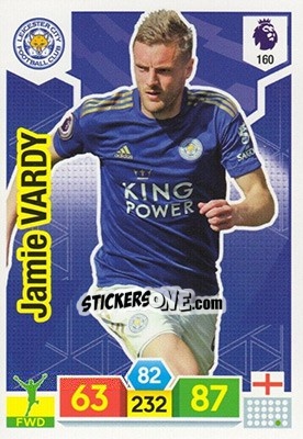 Sticker Jamie Vardy - English Premier League 2019-2020. Adrenalyn XL n. 160 - Panini