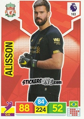 Sticker Alisson - English Premier League 2019-2020. Adrenalyn XL n. 163 - Panini