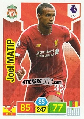 Sticker Joël Matip - English Premier League 2019-2020. Adrenalyn XL n. 167 - Panini