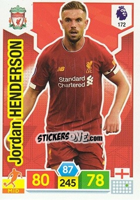 Sticker Jordan Henderson - English Premier League 2019-2020. Adrenalyn XL - Panini