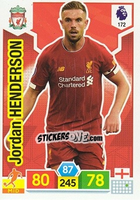 Sticker Jordan Henderson - English Premier League 2019-2020. Adrenalyn XL n. 172 - Panini