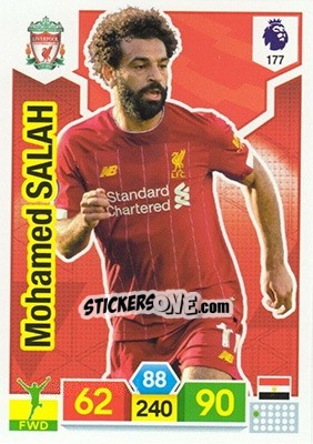 Sticker Mohamed Salah - English Premier League 2019-2020. Adrenalyn XL n. 177 - Panini