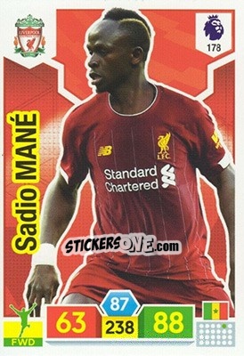 Sticker Sadio Mané - English Premier League 2019-2020. Adrenalyn XL n. 178 - Panini