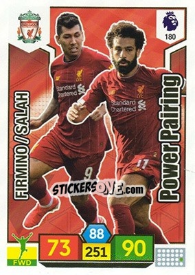 Sticker Roberto Firmino / Mohamed Salah - English Premier League 2019-2020. Adrenalyn XL n. 180 - Panini