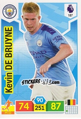 Sticker Kevin De Bruyne - English Premier League 2019-2020. Adrenalyn XL - Panini