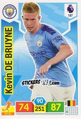 Sticker Kevin De Bruyne - English Premier League 2019-2020. Adrenalyn XL n. 187 - Panini