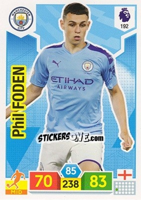 Sticker Phil Foden - English Premier League 2019-2020. Adrenalyn XL n. 192 - Panini