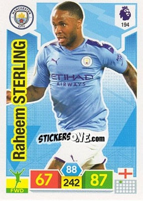 Figurina Raheem Sterling - English Premier League 2019-2020. Adrenalyn XL - Panini