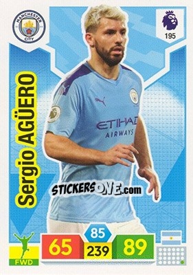Sticker Sergio Agüero - English Premier League 2019-2020. Adrenalyn XL n. 195 - Panini