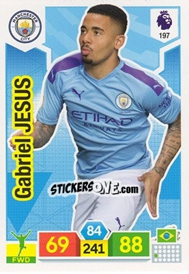 Figurina Gabriel Jesus - English Premier League 2019-2020. Adrenalyn XL - Panini