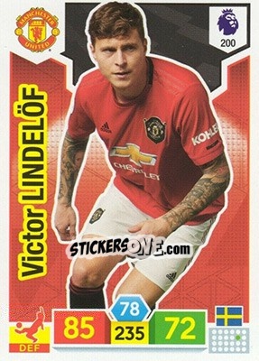 Sticker Victor Lindelöf - English Premier League 2019-2020. Adrenalyn XL n. 200 - Panini