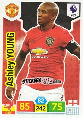 Sticker Ashley Young - English Premier League 2019-2020. Adrenalyn XL n. 203 - Panini