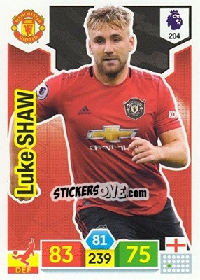 Sticker Luke Shaw - English Premier League 2019-2020. Adrenalyn XL n. 204 - Panini