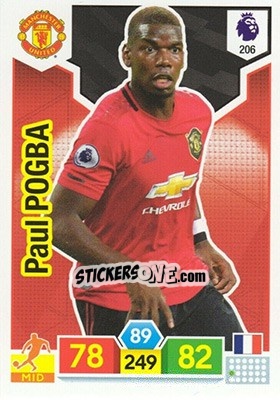 Sticker Paul Pogba - English Premier League 2019-2020. Adrenalyn XL n. 206 - Panini