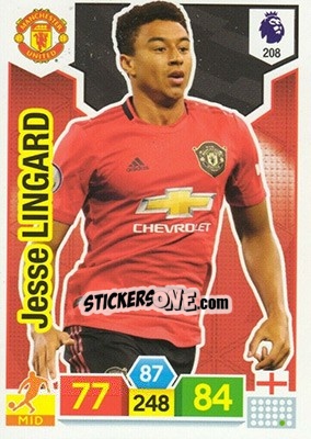 Sticker Jesse Lingard - English Premier League 2019-2020. Adrenalyn XL n. 208 - Panini