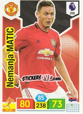 Sticker Nemanja Matic - English Premier League 2019-2020. Adrenalyn XL n. 209 - Panini