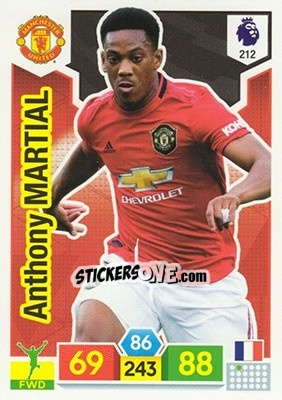 Sticker Anthony Martial - English Premier League 2019-2020. Adrenalyn XL n. 212 - Panini