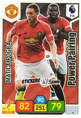 Sticker Nemanja Matic / Paul Pogba - English Premier League 2019-2020. Adrenalyn XL n. 216 - Panini
