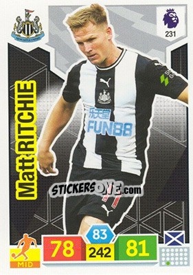 Sticker Matt Ritchie - English Premier League 2019-2020. Adrenalyn XL n. 231 - Panini
