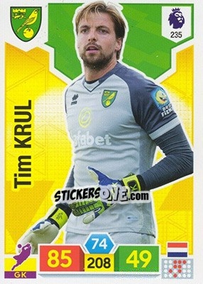 Sticker Tim Krul - English Premier League 2019-2020. Adrenalyn XL n. 235 - Panini