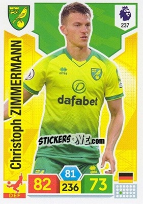 Sticker Christoph Zimmermann - English Premier League 2019-2020. Adrenalyn XL n. 237 - Panini