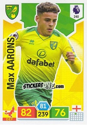Sticker Max Aarons - English Premier League 2019-2020. Adrenalyn XL n. 240 - Panini