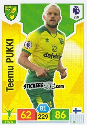 Figurina Teemu Pukki - English Premier League 2019-2020. Adrenalyn XL - Panini