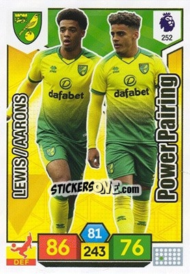Sticker Max Aarons / Jamal Lewis - English Premier League 2019-2020. Adrenalyn XL n. 252 - Panini
