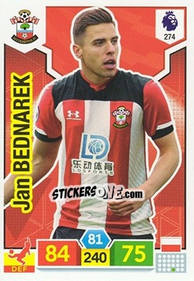 Sticker Jan Bednarek - English Premier League 2019-2020. Adrenalyn XL n. 274 - Panini