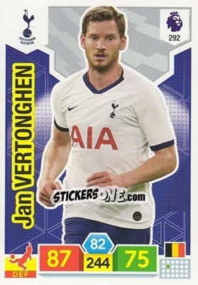 Sticker Jan Vertonghen - English Premier League 2019-2020. Adrenalyn XL - Panini
