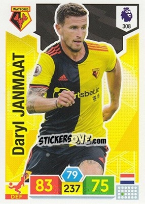 Sticker Daryl Janmaat - English Premier League 2019-2020. Adrenalyn XL n. 308 - Panini