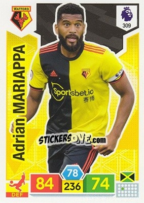 Sticker Adrian Mariappa - English Premier League 2019-2020. Adrenalyn XL n. 309 - Panini