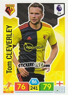 Sticker Tom Cleverley - English Premier League 2019-2020. Adrenalyn XL n. 314 - Panini