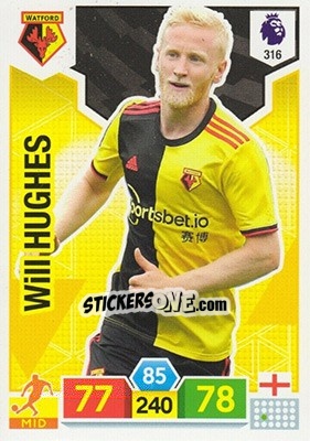Sticker Will Hughes - English Premier League 2019-2020. Adrenalyn XL n. 316 - Panini