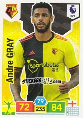 Sticker Andre Gray - English Premier League 2019-2020. Adrenalyn XL n. 321 - Panini