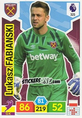 Sticker Lukasz Fabiański - English Premier League 2019-2020. Adrenalyn XL n. 325 - Panini