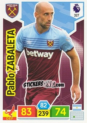 Sticker Pablo Zabaleta - English Premier League 2019-2020. Adrenalyn XL n. 327 - Panini