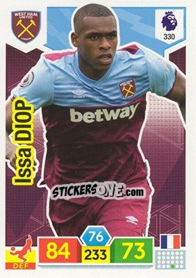 Sticker Issa Diop - English Premier League 2019-2020. Adrenalyn XL n. 330 - Panini