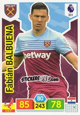 Sticker Fabián Balbuena - English Premier League 2019-2020. Adrenalyn XL n. 331 - Panini