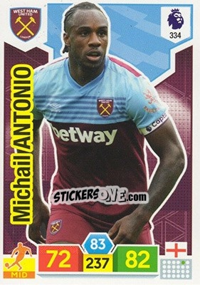 Sticker Michail Antonio - English Premier League 2019-2020. Adrenalyn XL n. 334 - Panini