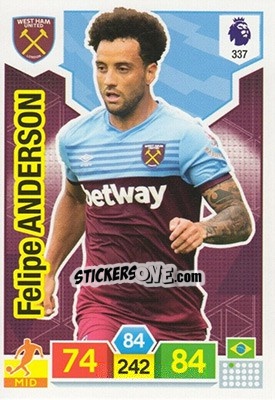 Sticker Felipe Anderson - English Premier League 2019-2020. Adrenalyn XL n. 337 - Panini