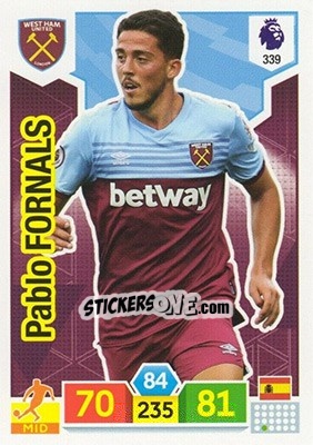 Sticker Pablo Fornals - English Premier League 2019-2020. Adrenalyn XL n. 339 - Panini